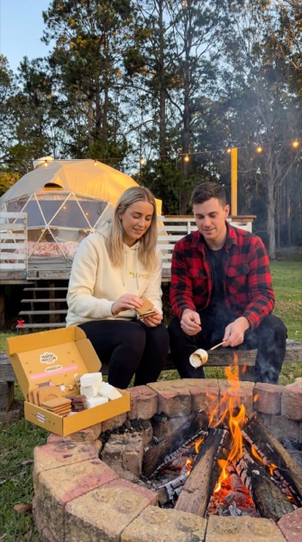 Glamping with fire pit in NSW