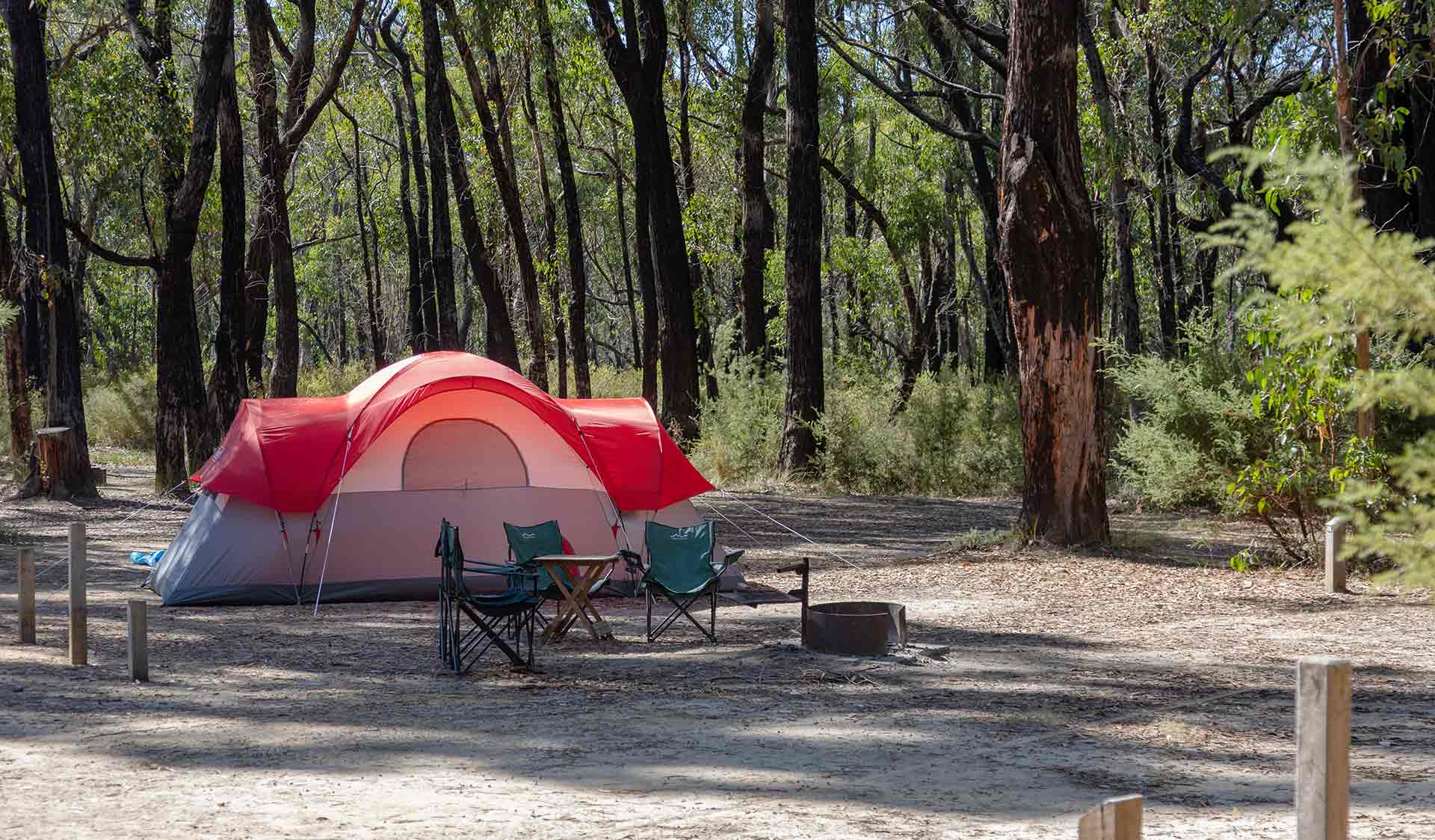 Traditional camping setup