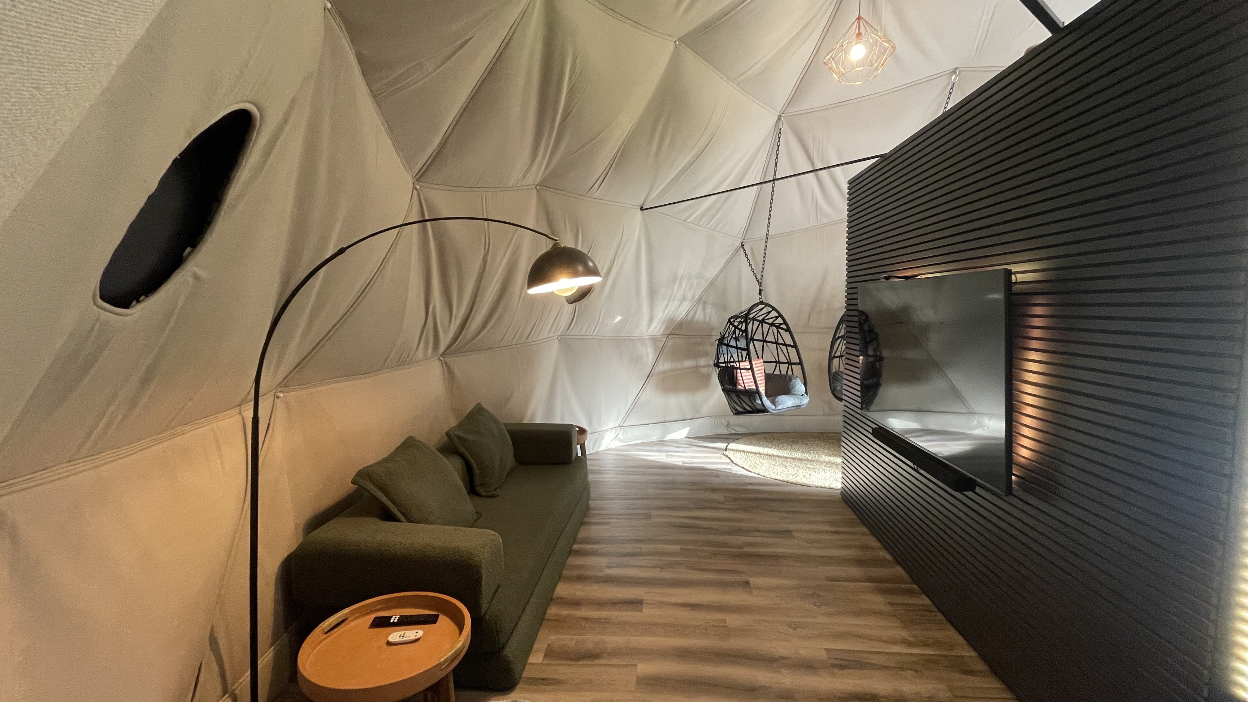 Cinema and flex area with modular lounge seating